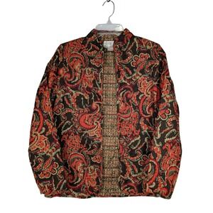 Sm Baxter & Wells Paisley Quilt Stitched Mandarin Collar Jacket Fall Colors